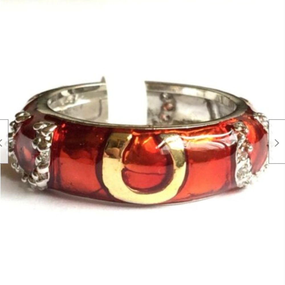 Silver Red Enamel Eternity Ring Band Size 7 8 9 10 Rhodium Plated Cubic Zirconia